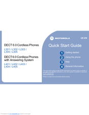 Motorola L301 - DECT 6.0 Cordless Phone Quick Start Manual
