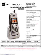 Motorola SD4502 - System Expansion Cordless Handset Extension Specification
