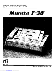 Murata F-30 Operating Instructions Manual