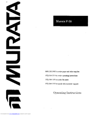 Murata F-38 Operating Instructions Manual