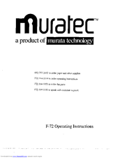Muratec F-72 Operating Instructions Manual