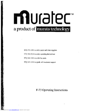 Muratec F-73 Operating Instructions Manual