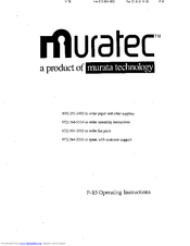 Muratec F-85 Operating Instructions Manual
