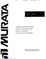 Murata M-1550 Operating Instructions Manual