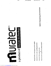Muratec M-820 Operating Instructions Manual