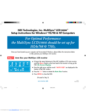 NEC MultiSync LCD1500M Setup Instructions
