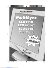 NEC MultiSync LCD1510 User Manual