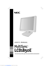 NEC NEC MultiSync LCD1850E  LCD1850E LCD1850E User Manual