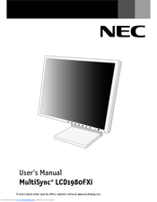 NEC LCD1980FXI050305 User Manual