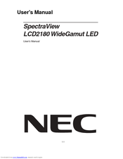 NEC MultiSync LCD2180WGLEDSV User Manual