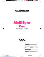 Nec MultiSync P1150 Information Manual
