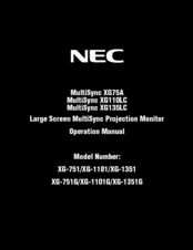 NEC MultiSync XG-1101 Operation Manual