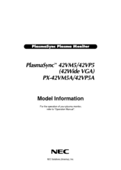 NEC PlasmaSync PX-42VM5HA Operation Manual