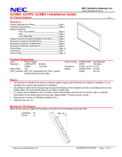 NEC PlasmaSync 42XM3A Installation Manual