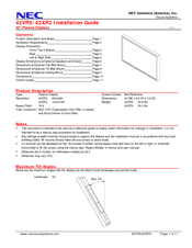 NEC PlasmaSync 42XR3A Installation Manual