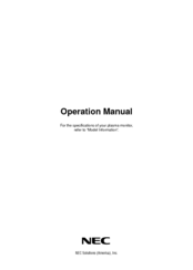 NEC 42XR3 Operation Manual