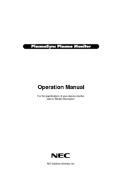 NEC PlasmaSync 42XM2 Operation Manual