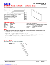 NEC PlasmaSync 50XM3/S Installation Manual