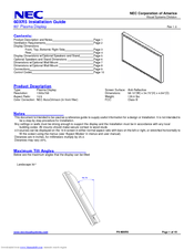 NEC PlasmaSync 60XR5 Installation Manual