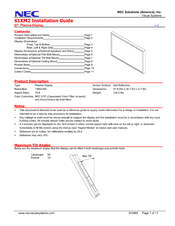 NEC PlasmaSync 61XM2/S Installation Manual
