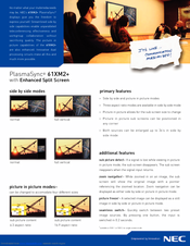 NEC PlasmaSync PX-61XM2PA Brochure