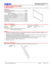 NEC PlasmaSync PX-61XM3A Installation Manual
