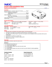 NEC LT158 - MultiSync XGA LCD Projector Installation Data