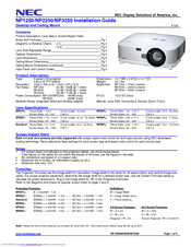NEC NP3250 XGA Installation Manual