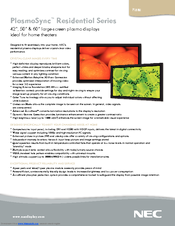 NEC PlasmaSync 60XC10 Specification Sheet