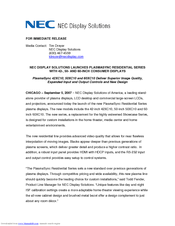 NEC PlasmaSync 60XC10 Release Note
