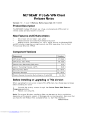 Netgear ProSafe VPN Client Release Note