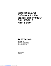 Netgear PS113 - 10/100 Print Server Installation And Reference Manual