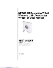 Netgear WPNT121 - RangeMax 240 USB 2.0 Adapter User Manual