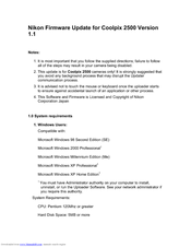 Nikon 2500 - Coolpix Digital Camera Firmware Update Manual