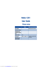 Nokia 1261 - Cell Phone - AMPS User Manual