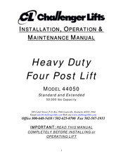 Challenger Lifts 44050 Installation, Operation & Maintenance Manual