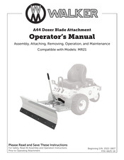 Walker A44 Assembly Instructions Operator's Manual
