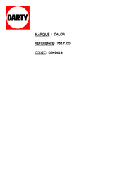 DARTY CALOR 7517.00 Instructions Manual