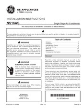 Haier GE NS16AS Installation Instructions Manual