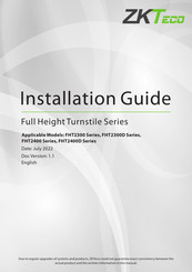 Zkteco FHT2300 Series Installation Manual