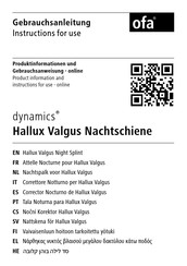 OFA Dynamics Hallux Valgus Instructions For Use Manual