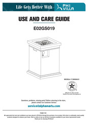 PHI VILLA F190006-B1 Use And Care Manual