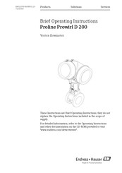 Endress+Hauser Proline Prowirl D 200 Brief Operating Instructions