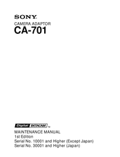 Sony Digital BETACAM CA-701 Maintenance Manual