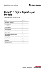 Rockwell Automation Allen-Bradley GuardPLC 1753-IB20XOB8 Installation Instructions Manual