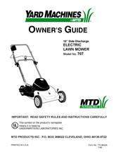 MTD Yard Machines 707 Owner's Manual