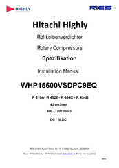 Ries Hitachi Highly WHP15600VSD Installation Manual