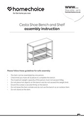 Homechoice Cesta Shoe Bench and Shelf Assembly Instruction
