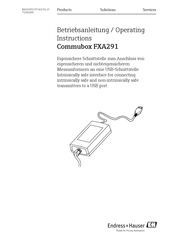 Endress+Hauser Commubox FXA291 Operating Instructions Manual