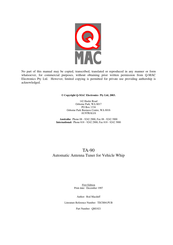Q-Mac QM1021 Technical Manual